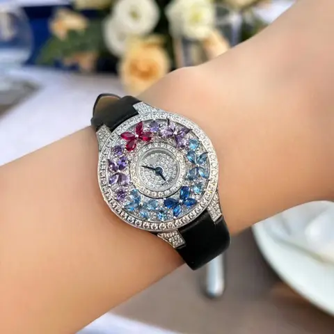 精品 Colorful 女士's 手錶 Quality Jewel Wrist手錶 Bracelet Elegant Timepiece for Ladies 精品 Brands 石英 手錶es clock